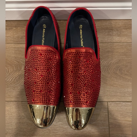 Unique Red Alberto Fellini Men’s Shoes - Size 12 - Picture 2 of 4